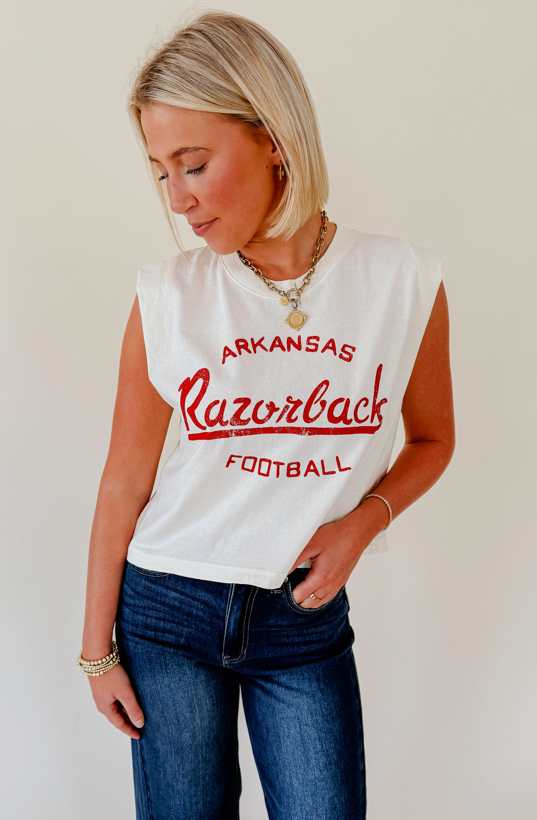 ARKANSAS RAZORBACKS FOOTBALL STENCIL TANK