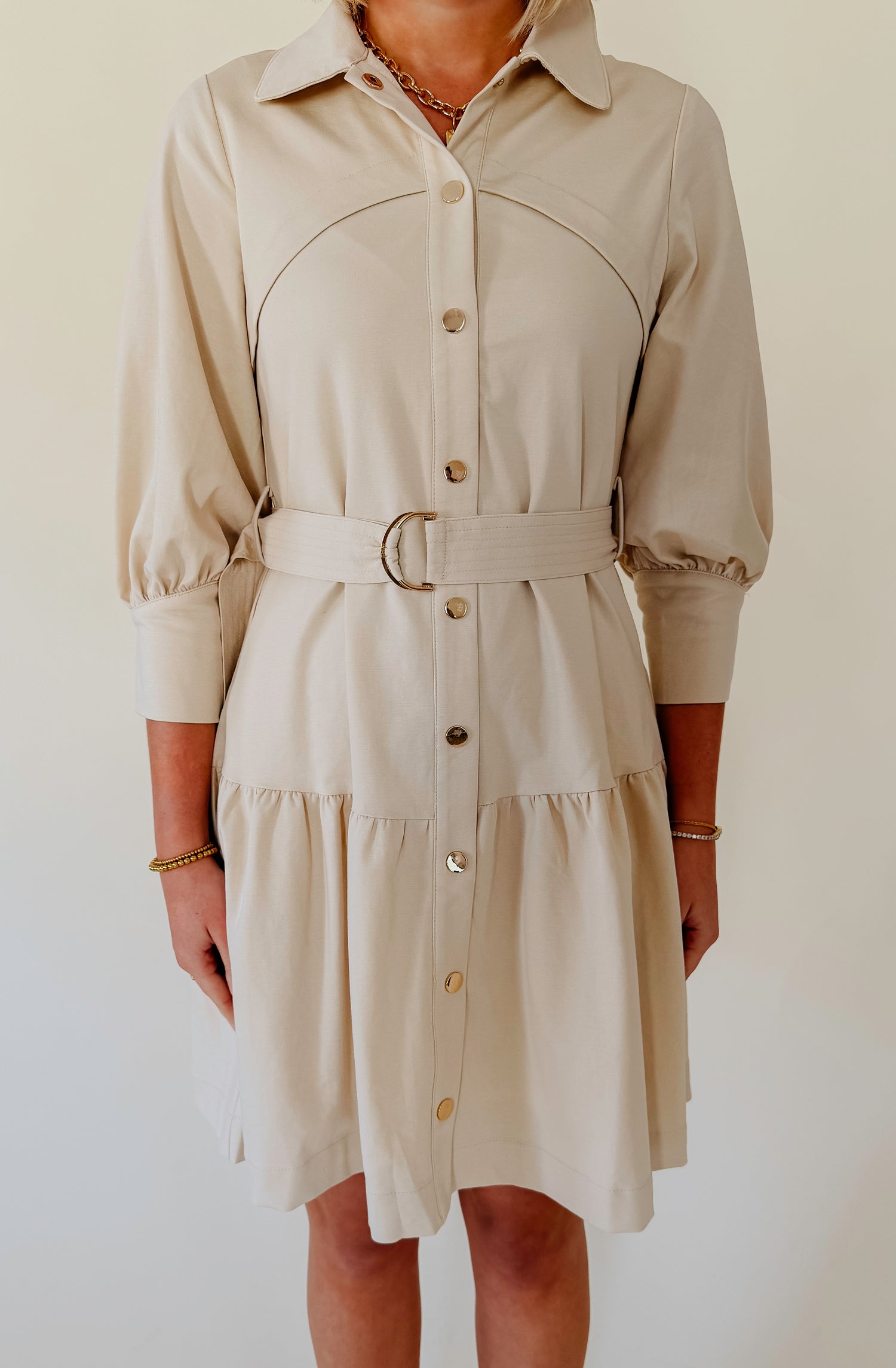 BOOKED SOLID BUTTONED DRESS