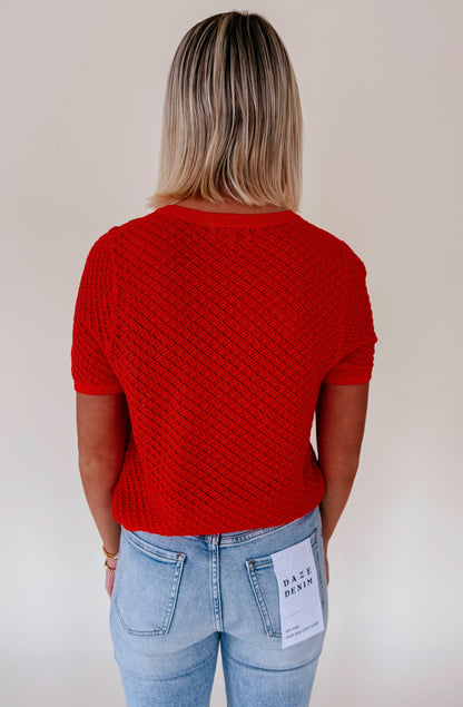 FRNCH AELIS OPEN KNIT TIE TOP
