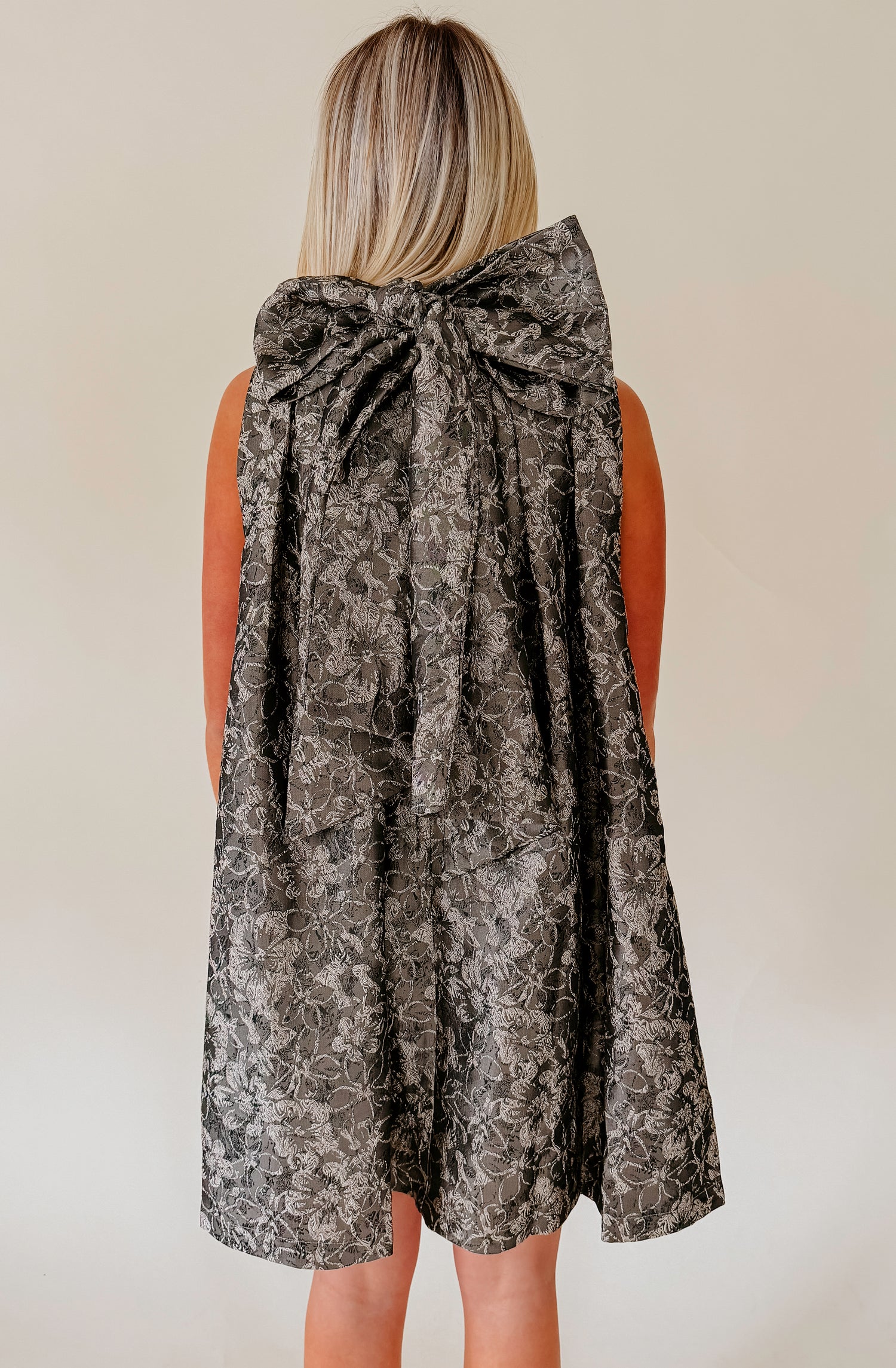 CLOCK STRIKES MIDNIGHT JACQUARD DRESS