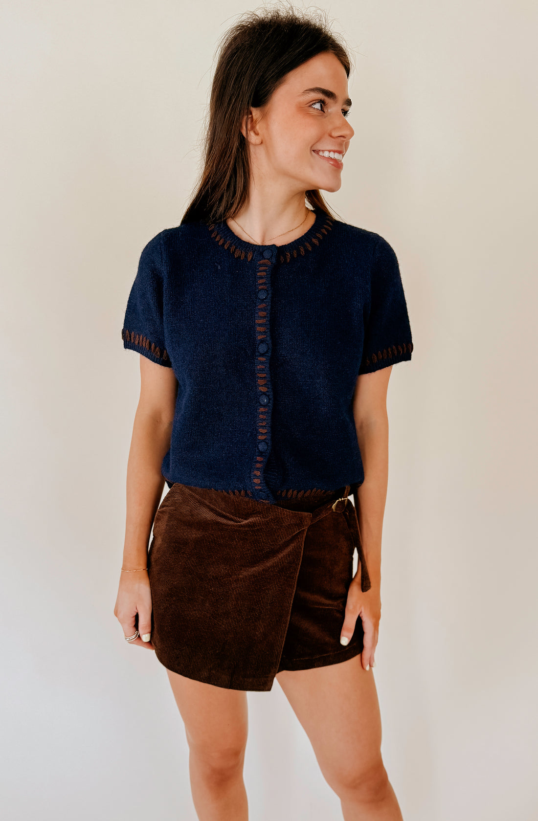 LINE AND DOT HESSA SHORT SLEEVE CARDIGAN