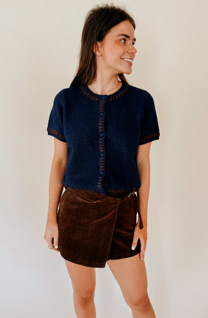 LINE AND DOT HESSA SHORT SLEEVE CARDIGAN