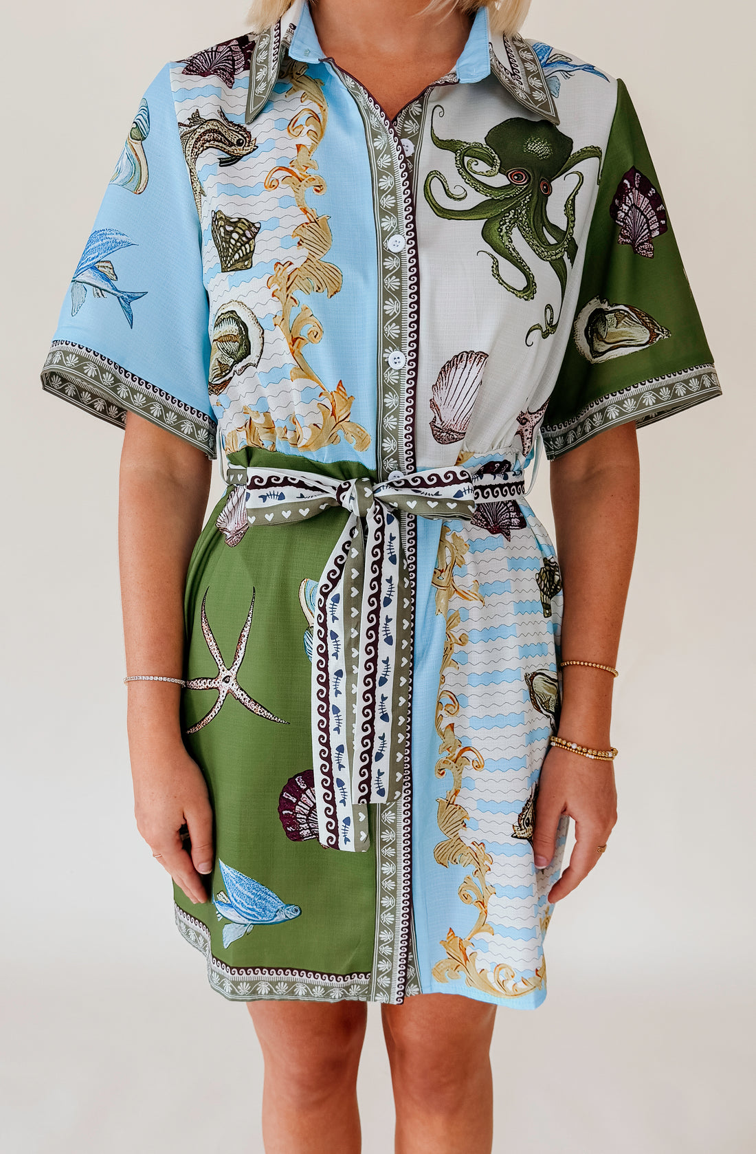 TROPIC CITY TIE WAIST DRESS