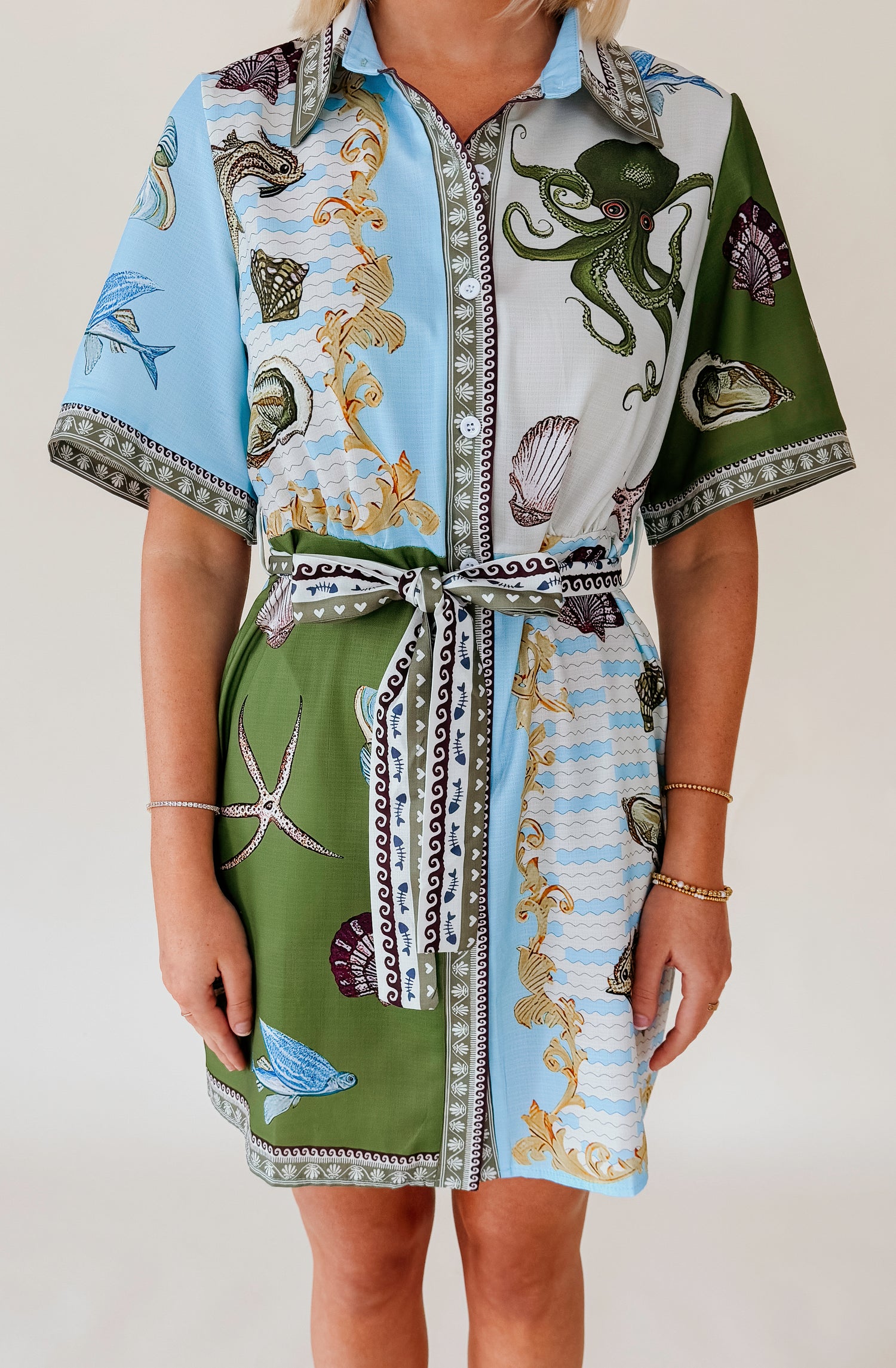 TROPIC CITY TIE WAIST DRESS