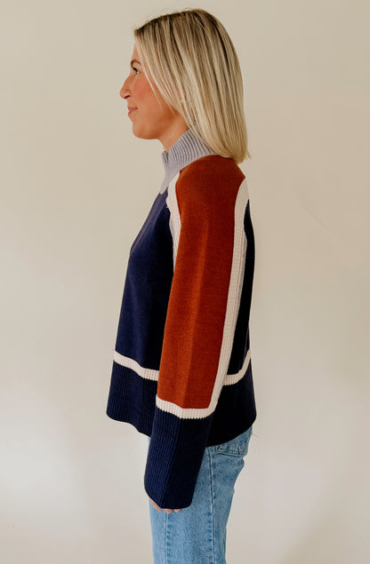 SPLIT DECISION MOCK NECK SWEATER