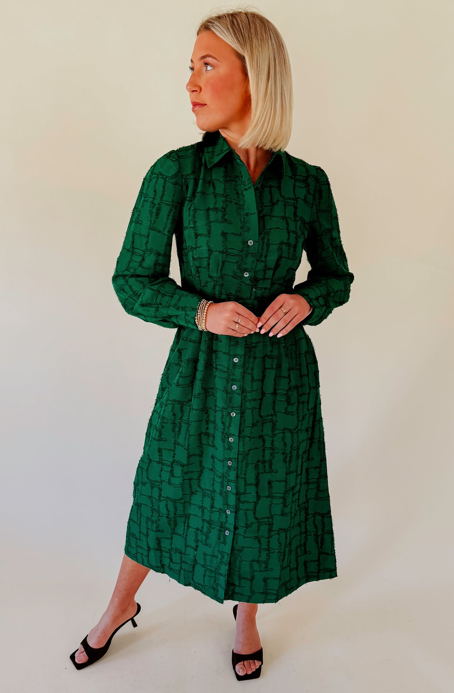 HOLIDAYS IN THE HEIGHTS BELTED MIDI DRESS