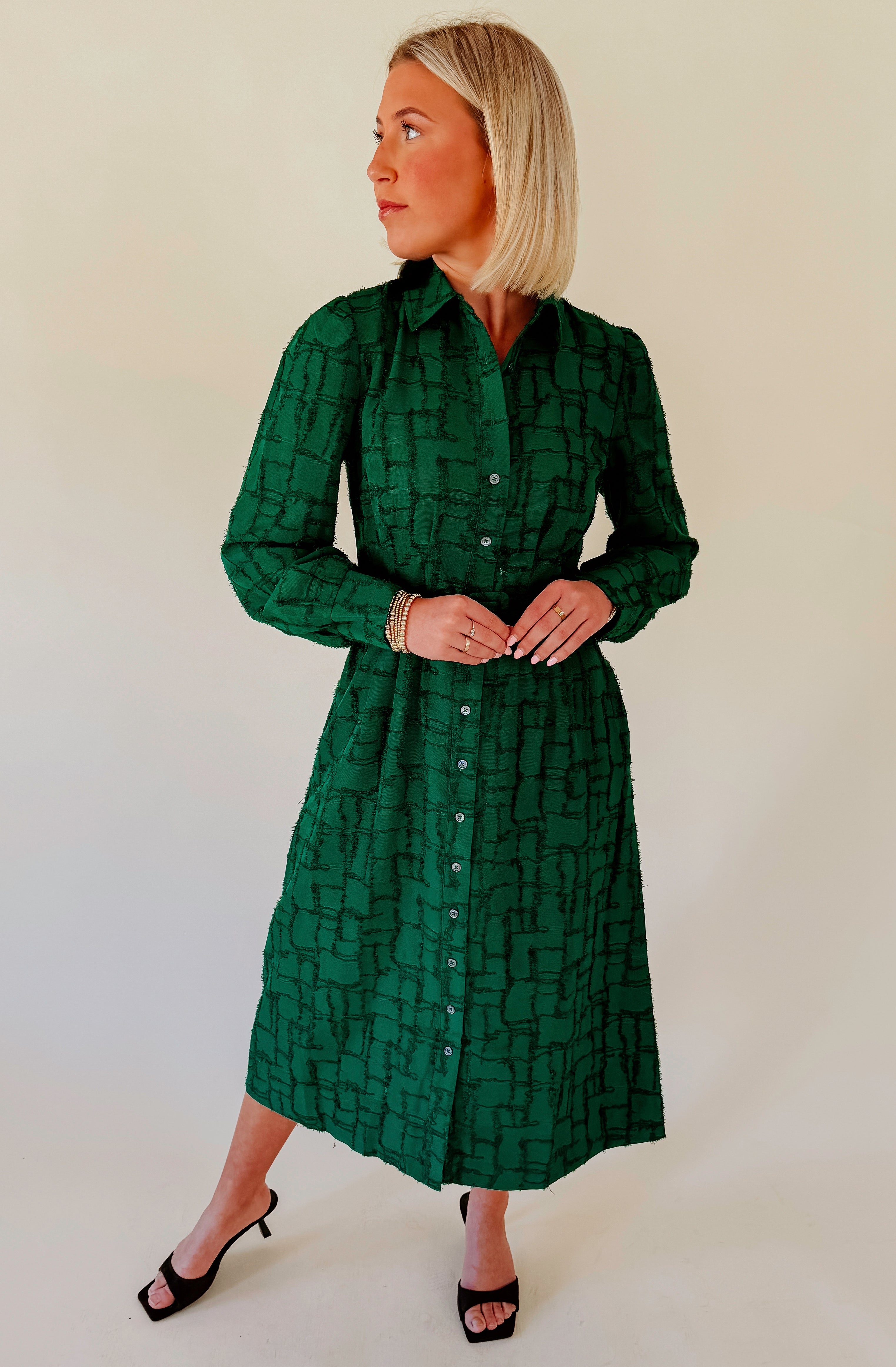 HOLIDAYS IN THE HEIGHTS BELTED MIDI DRESS