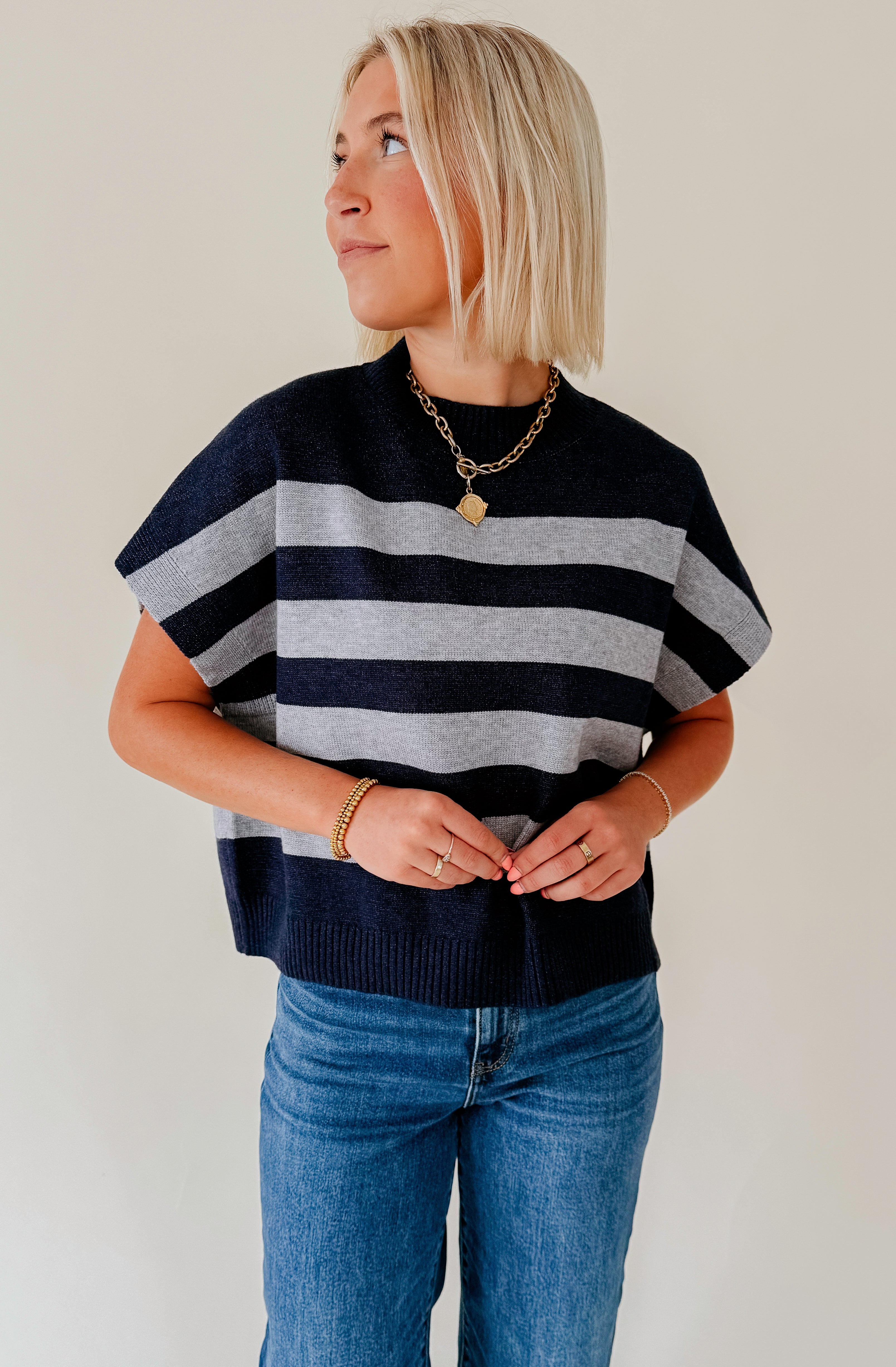TELL ME LATER STRIPED SWEATER