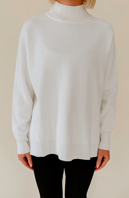 WINTER WHITE MOCK NECK SWEATER