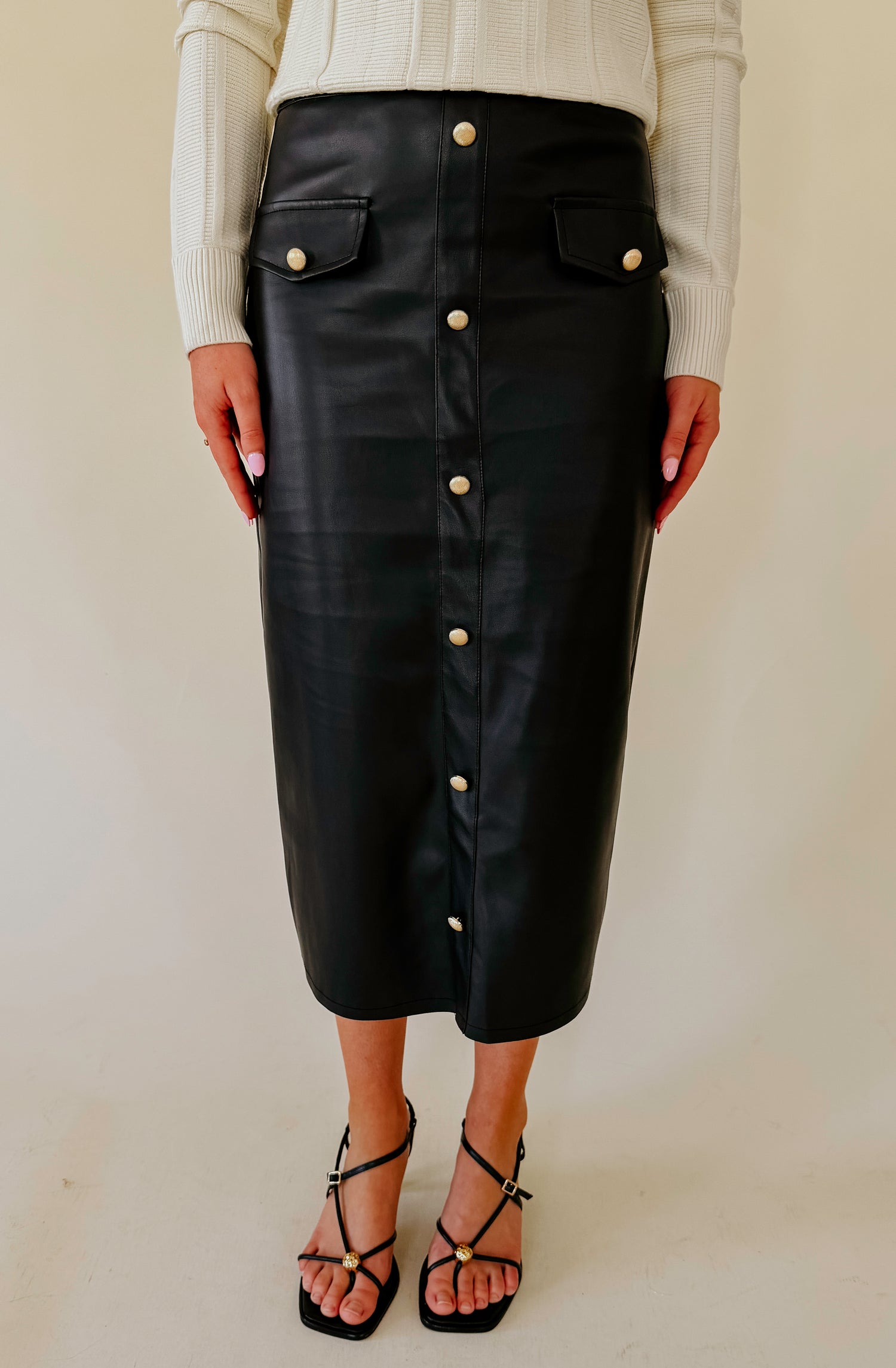 FAUX SHOW FAUX LEATHER SKIRT