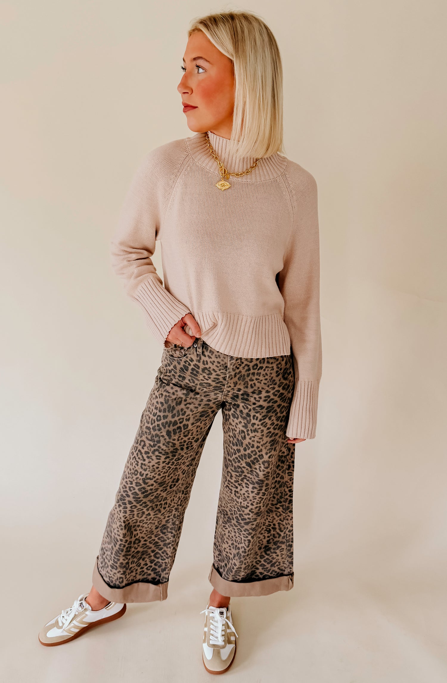 Z SUPPLY MARLI DENIM LEOPARD PANTS
