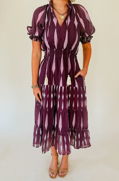 GOIN PLACES STRIPED MIDI