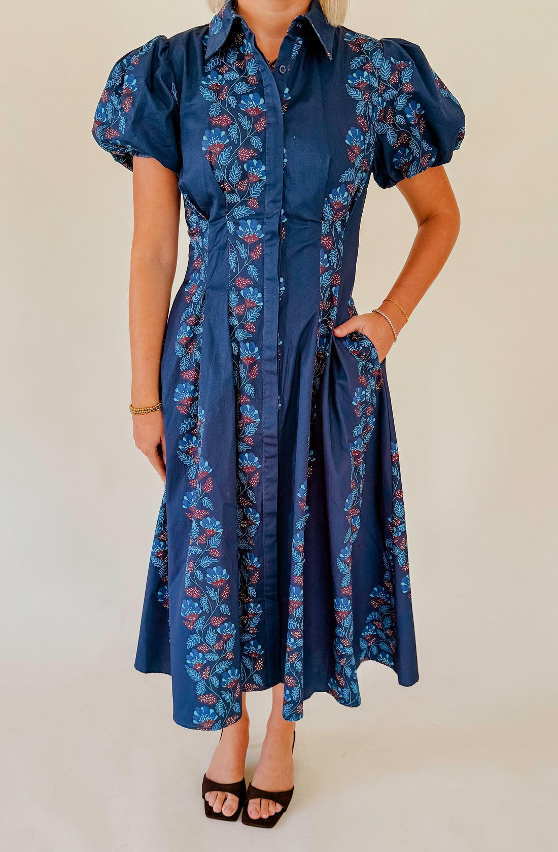 WINTER BLUES FLORAL MIDI