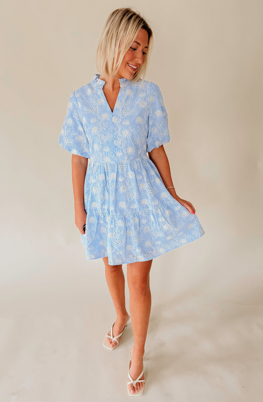 BLUE SKIES EMBROIDERED DRESS