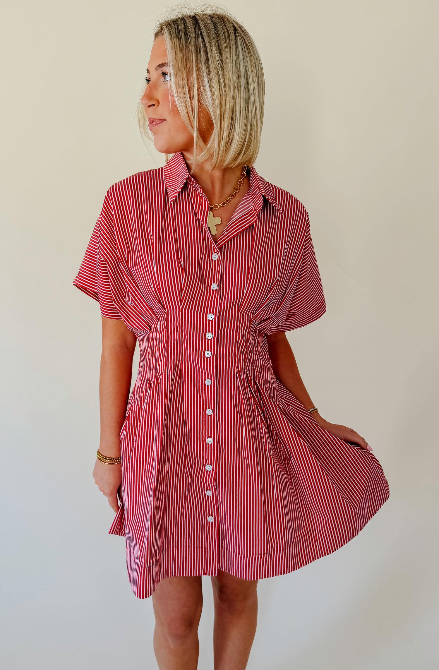 GAME TIME DECISION STRIPED DRESS