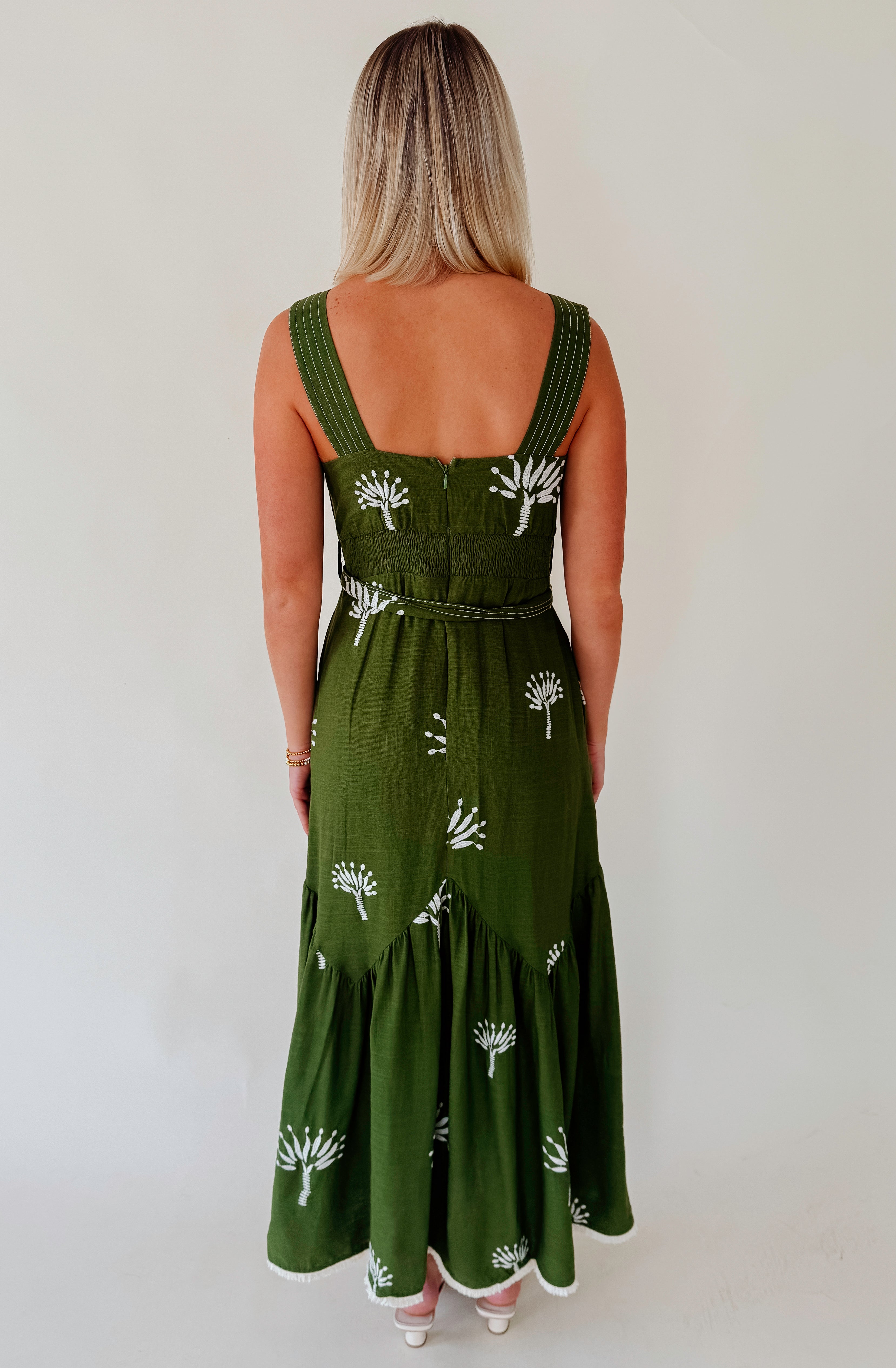 CIEBON SADIRA EMBROIDERED MIDI DRESS