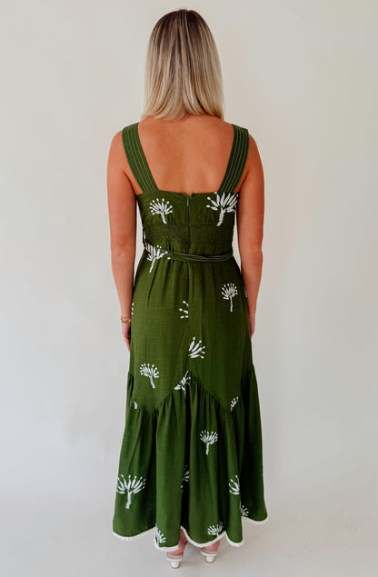 CIEBON SADIRA EMBROIDERED MIDI DRESS