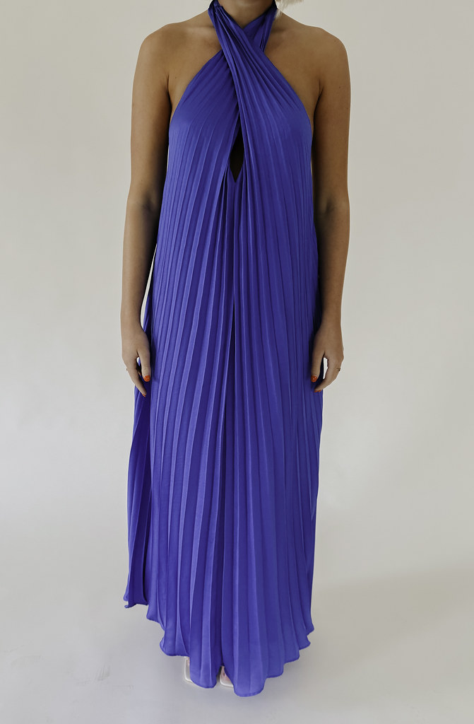 BLYTH PLEATED HALTER DRESS