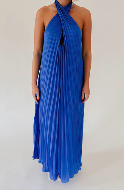 BLYTH PLEATED HALTER DRESS