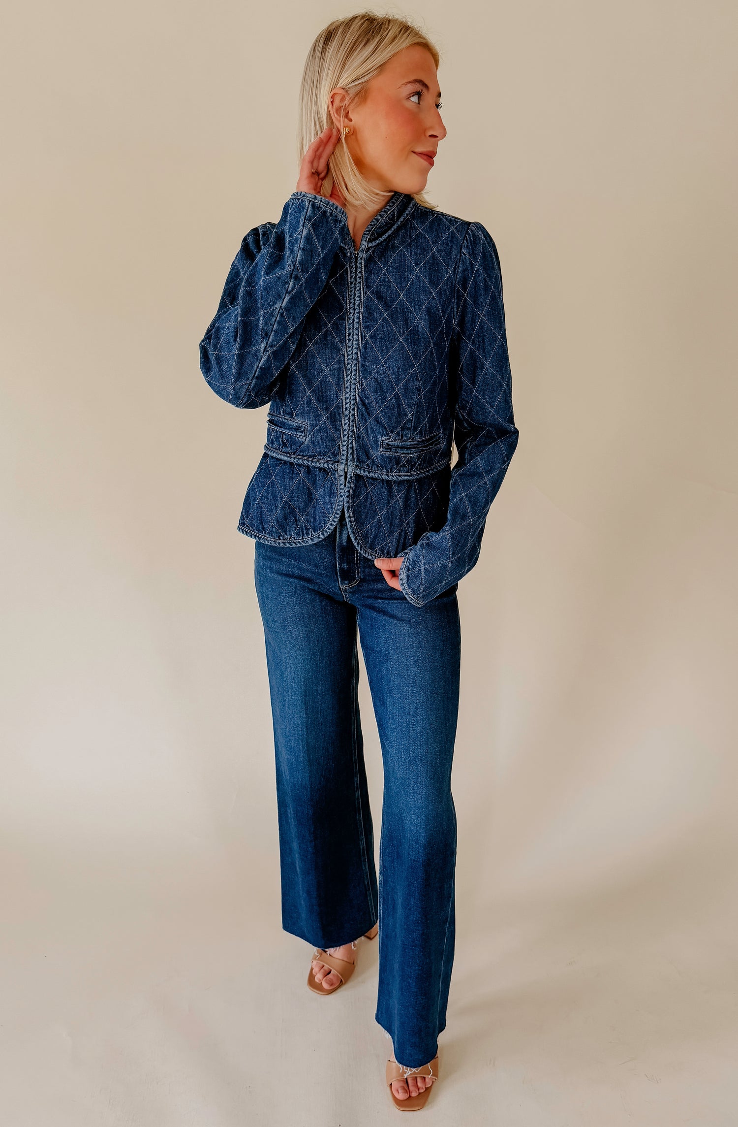 FELT CUTE QUILTED DENIM JACKET