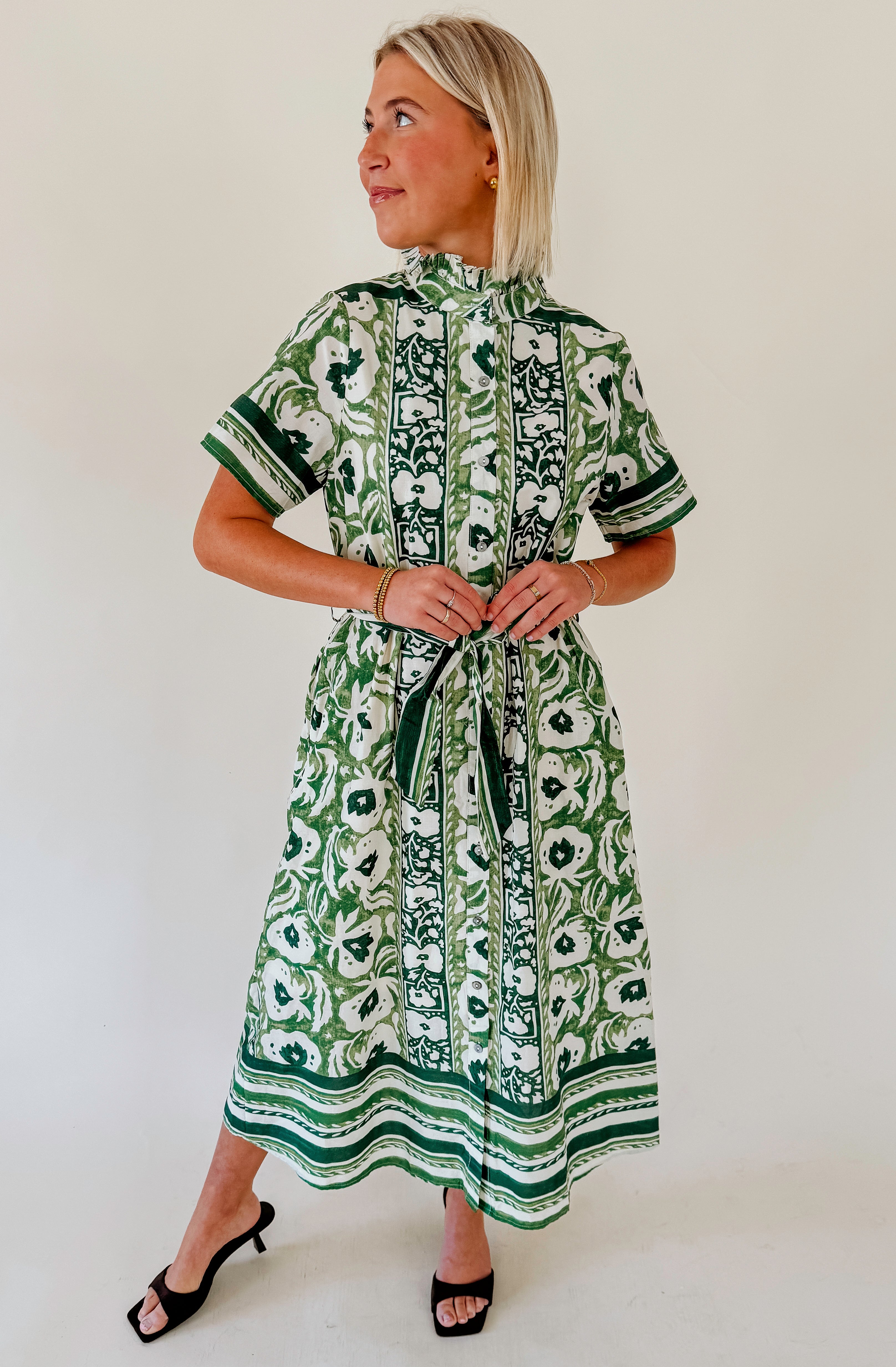 TAKE ME AWAY BELTED MIDI DRESS