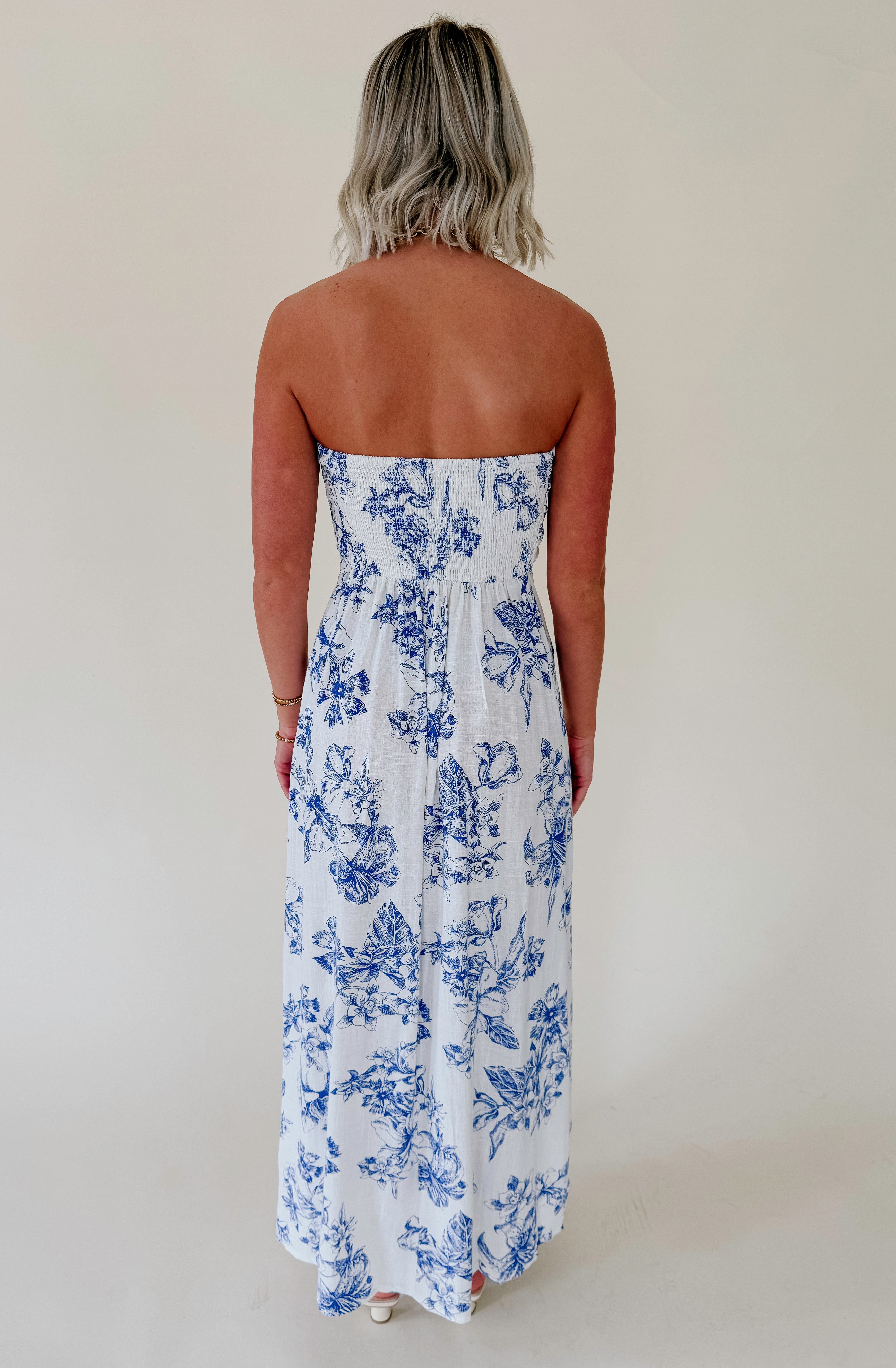 FOR THE LOVE OF FLORAL STRAPLESS DRESS