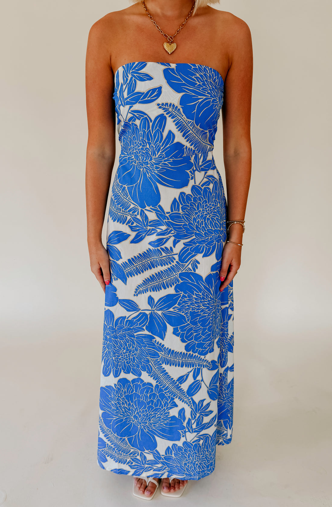 BLUE SKIES STRAPLESS DRESS