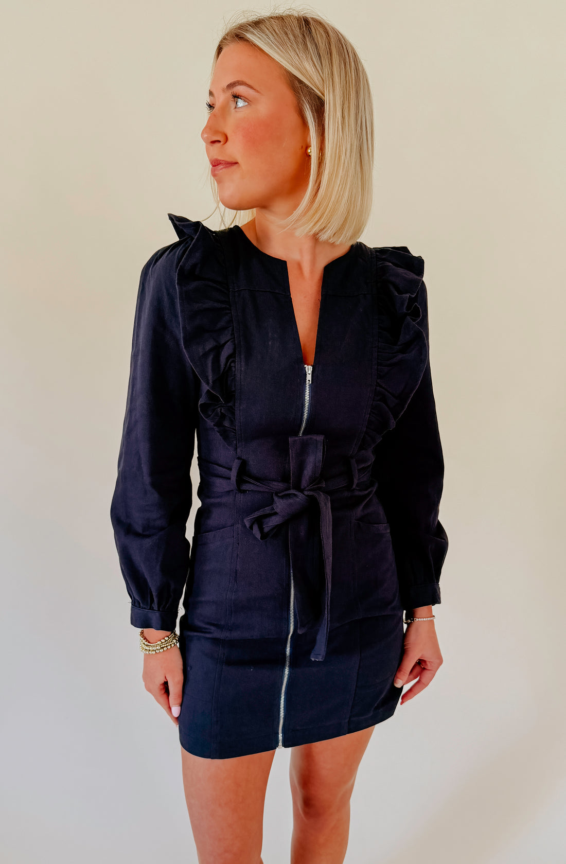 WHATS THE STITCH BELTED DRESS