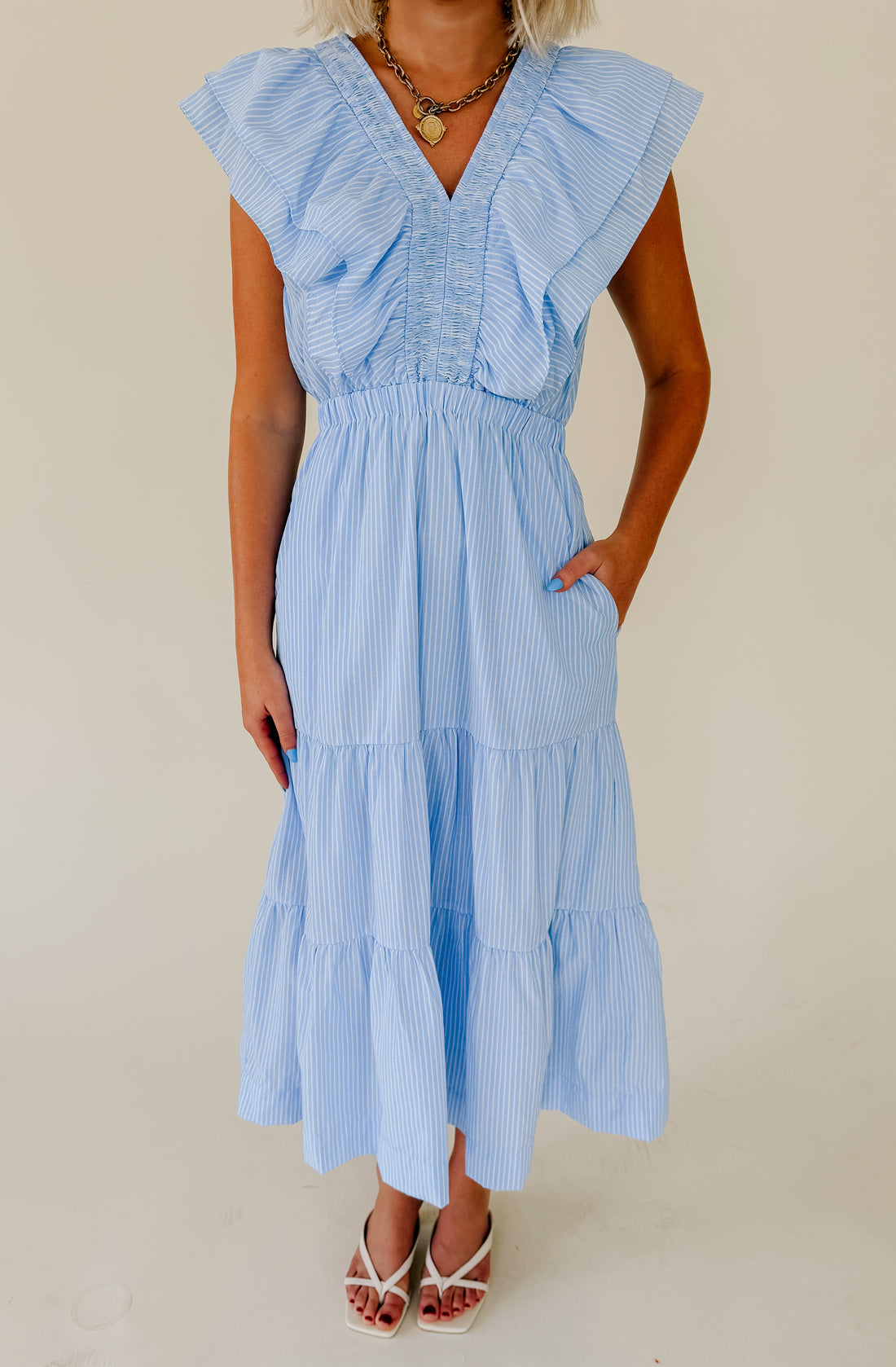 SANTA ROSA STRIPED MIDI DRESS