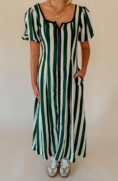 DAYS GO BY STRIPED MIDI DRESS