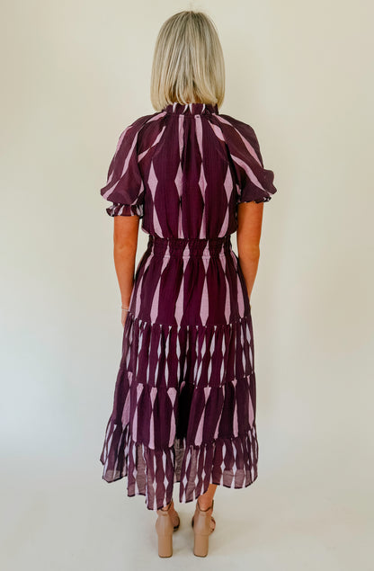 GOIN PLACES STRIPED MIDI