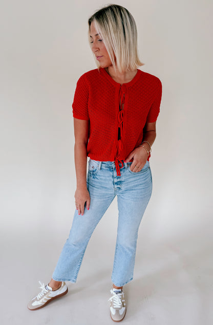 FRNCH AELIS OPEN KNIT TIE TOP
