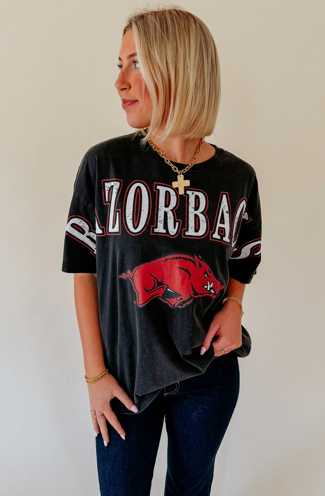 ARKANSAS SOUTHERN SPLIT OVERSIZED TEE