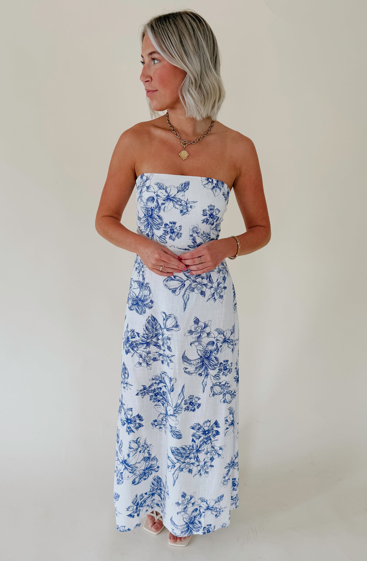 FOR THE LOVE OF FLORAL STRAPLESS DRESS