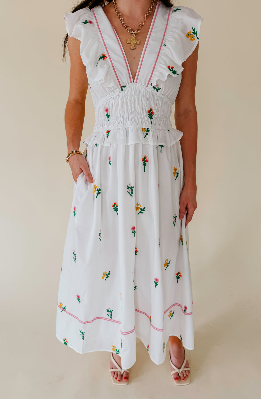 POWER PLAY EMBROIDERED MIDI