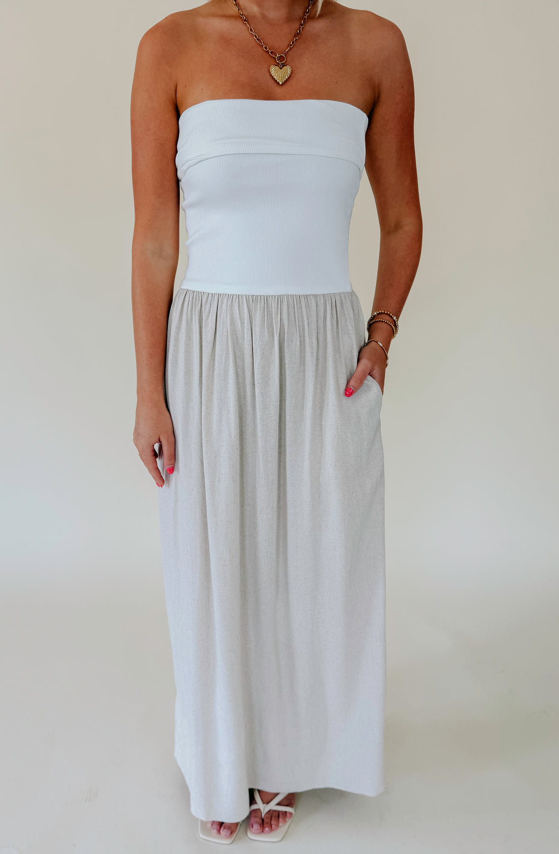 SEASONS SHIFT STRAPLESS MIDI