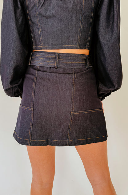 CIEBON ELMA DENIM BUTTONED MINI SKIRT