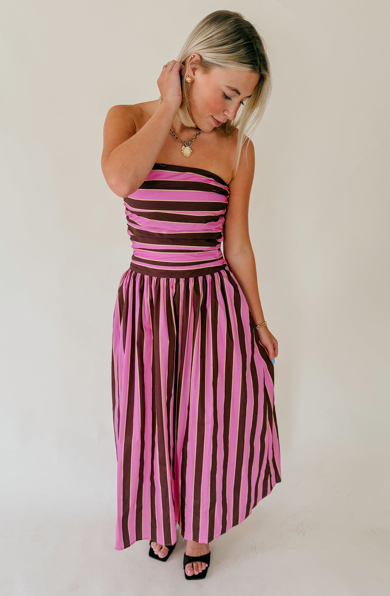 HEIDI STRIPED MIDI DRESS