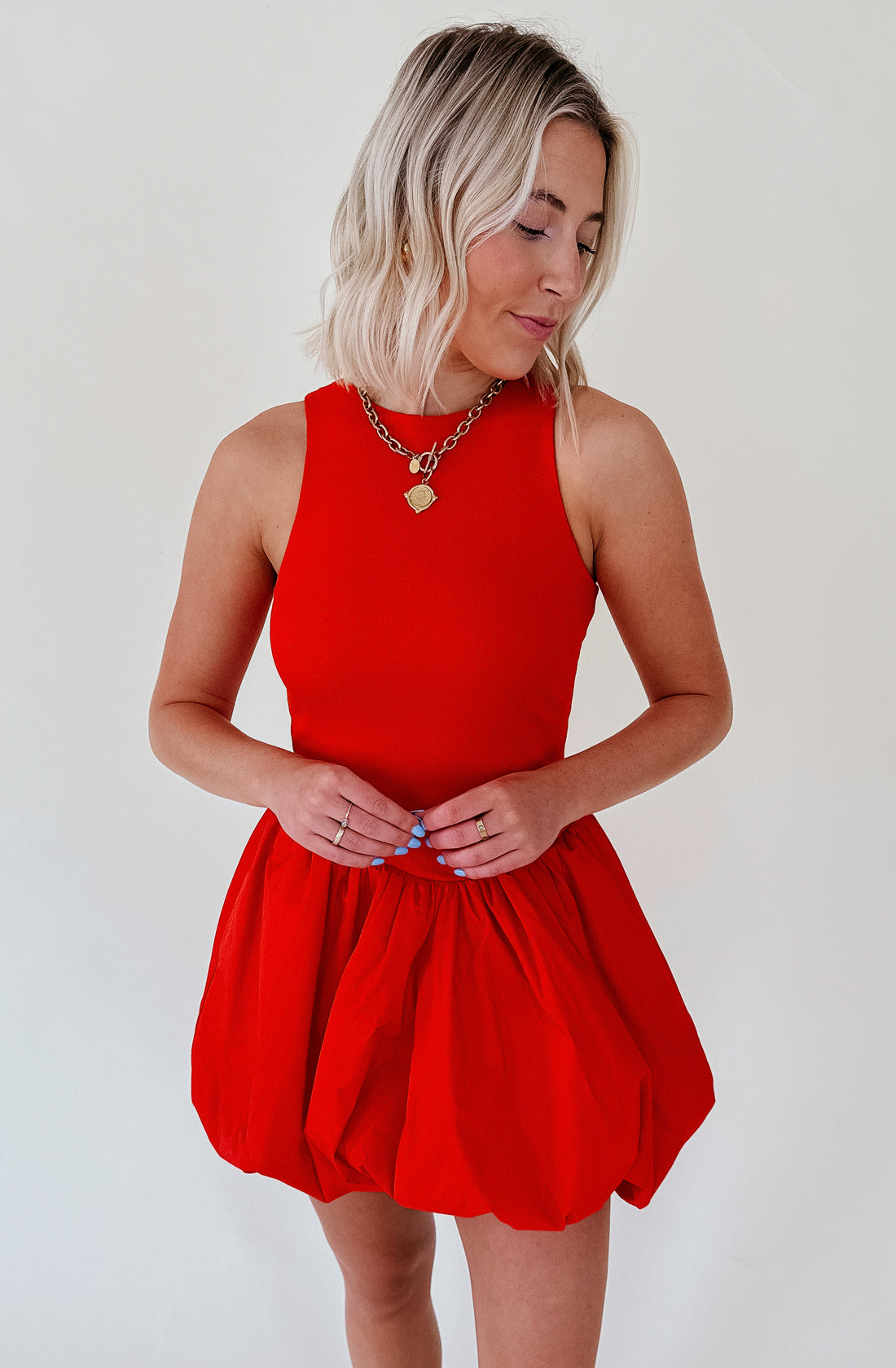 TAKES TIME BUBBLE HEM DRESS