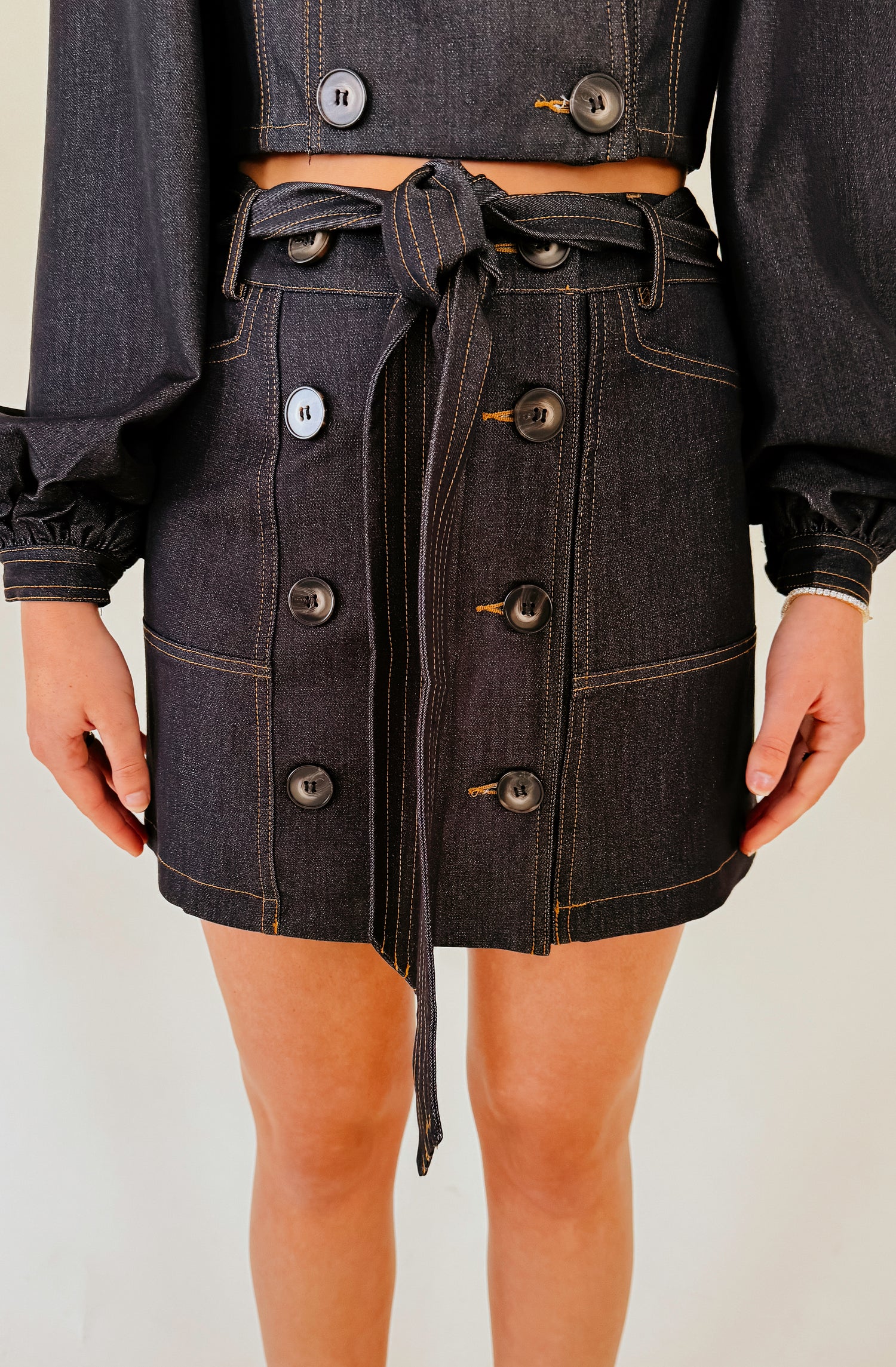 CIEBON ELMA DENIM BUTTONED MINI SKIRT