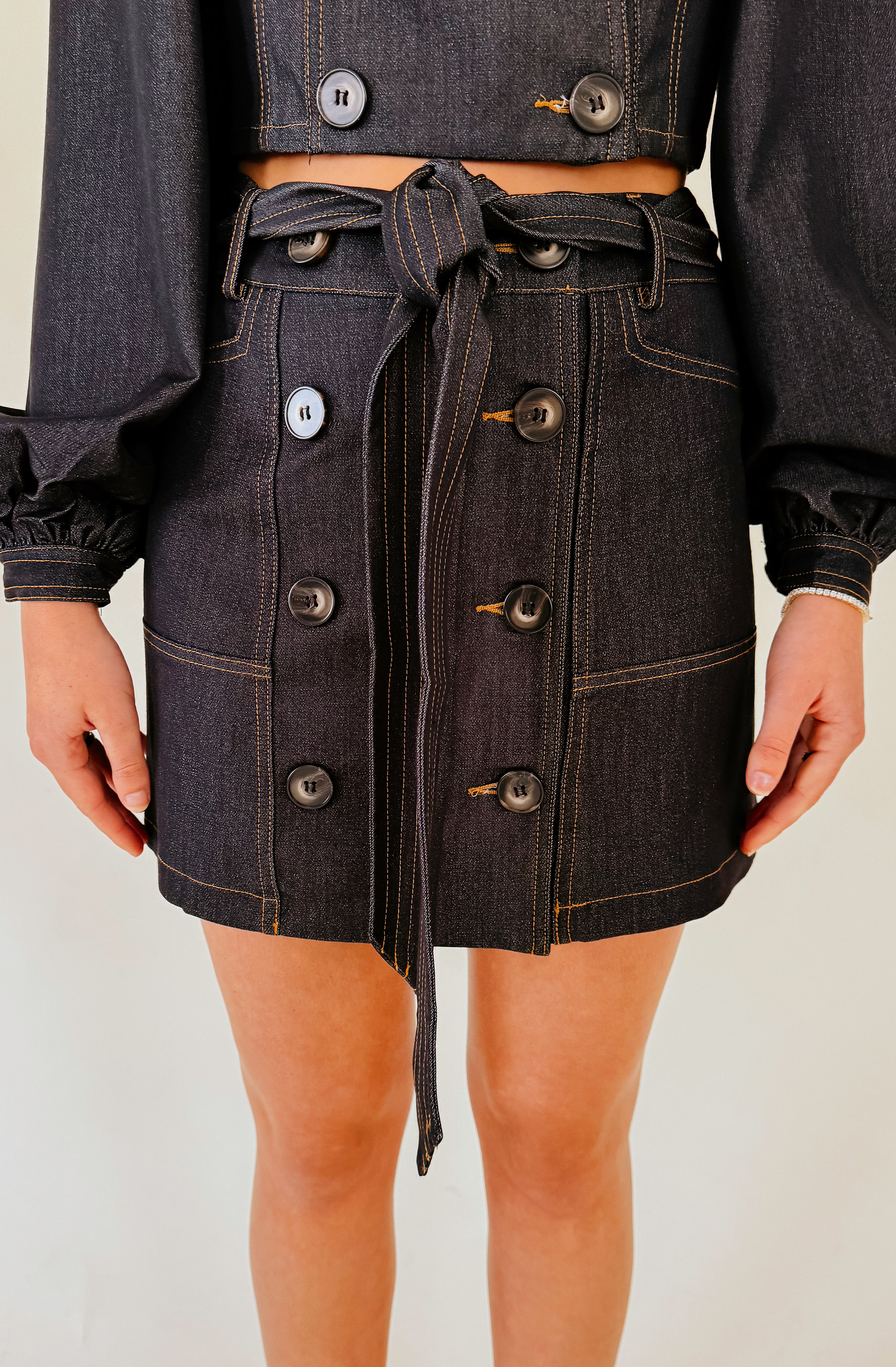 CIEBON ELMA DENIM BUTTONED MINI SKIRT