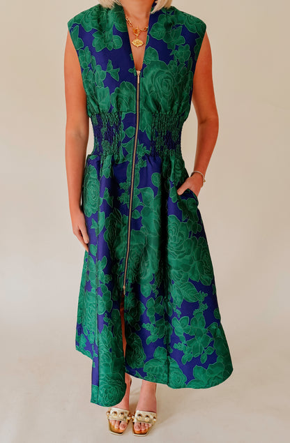 FOR THE NIGHT JACQUARD ZIP FRONT DRESS