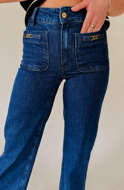 PAIGE SASHA 32&quot; NOVELTY PATCH POCKET DENIM