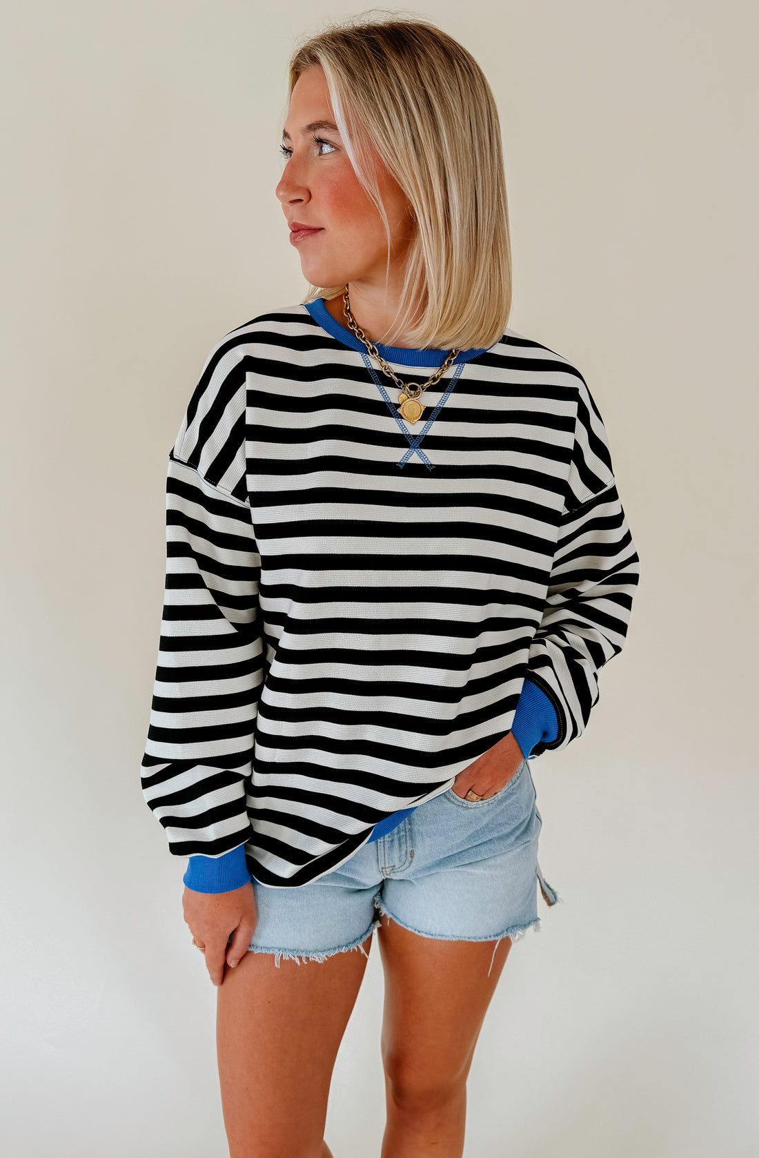 THE NICKI STRIPED PULLOVER TEE