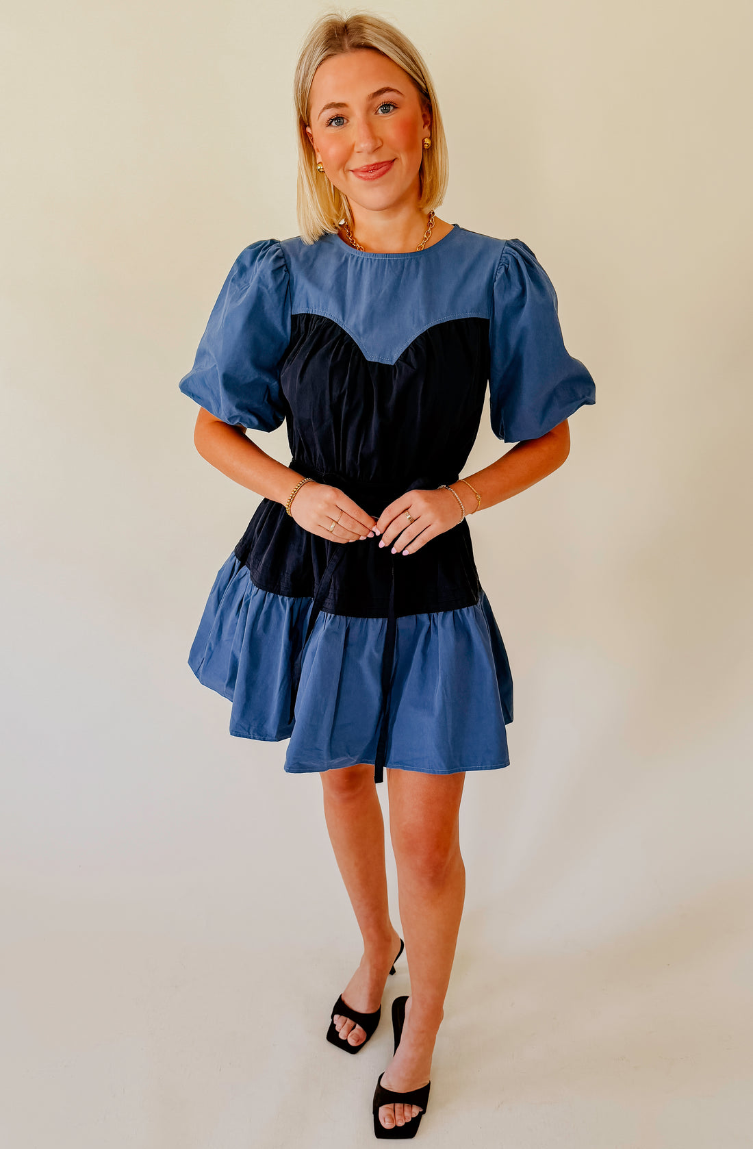 I DARE YOU PUFF SLEEVE DRESS