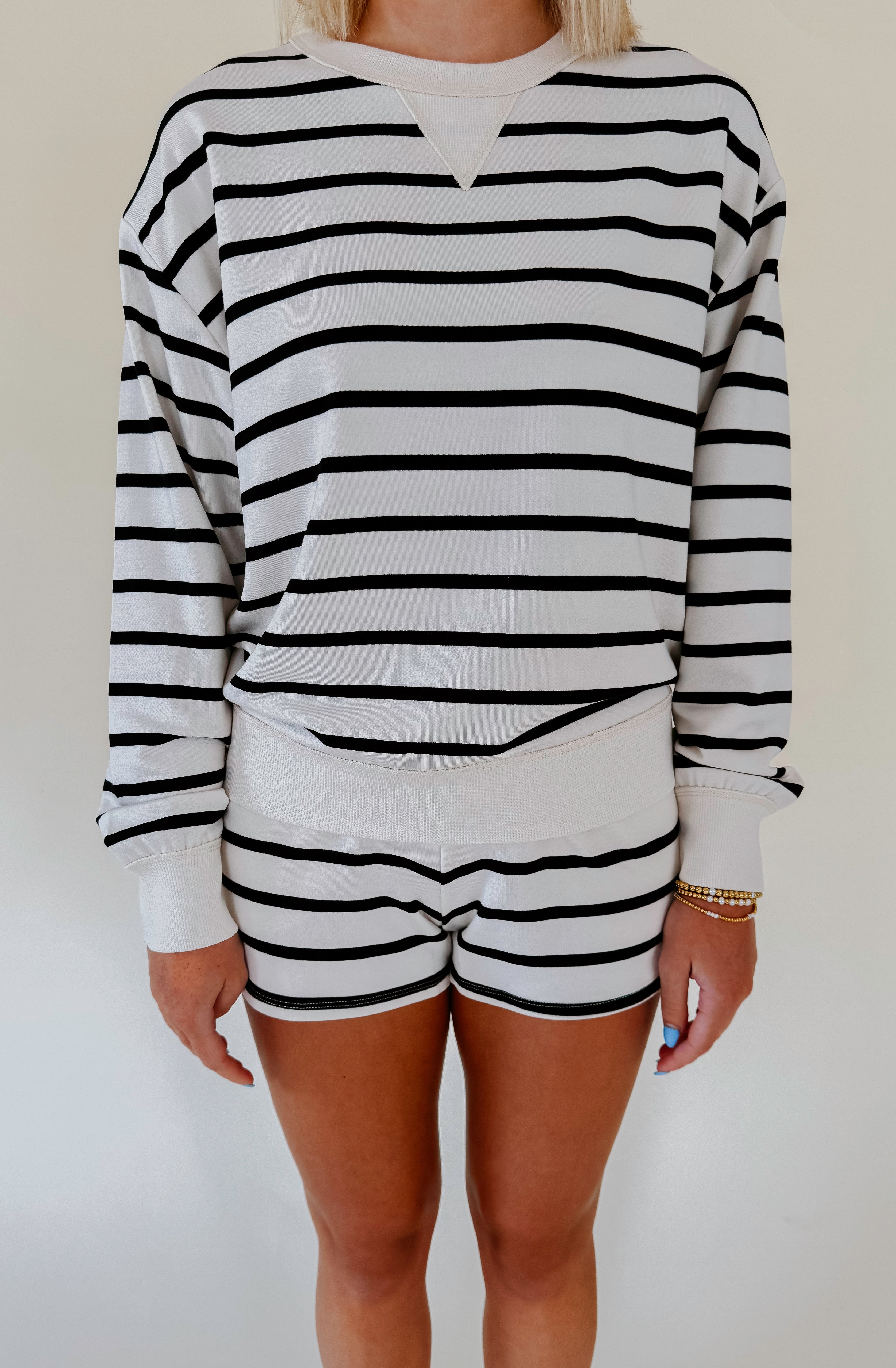 トップス plllllleeeasse stripe lightweight sweat LAMISSCHE Oversized Womens Lounge Set Striped Sweater Set