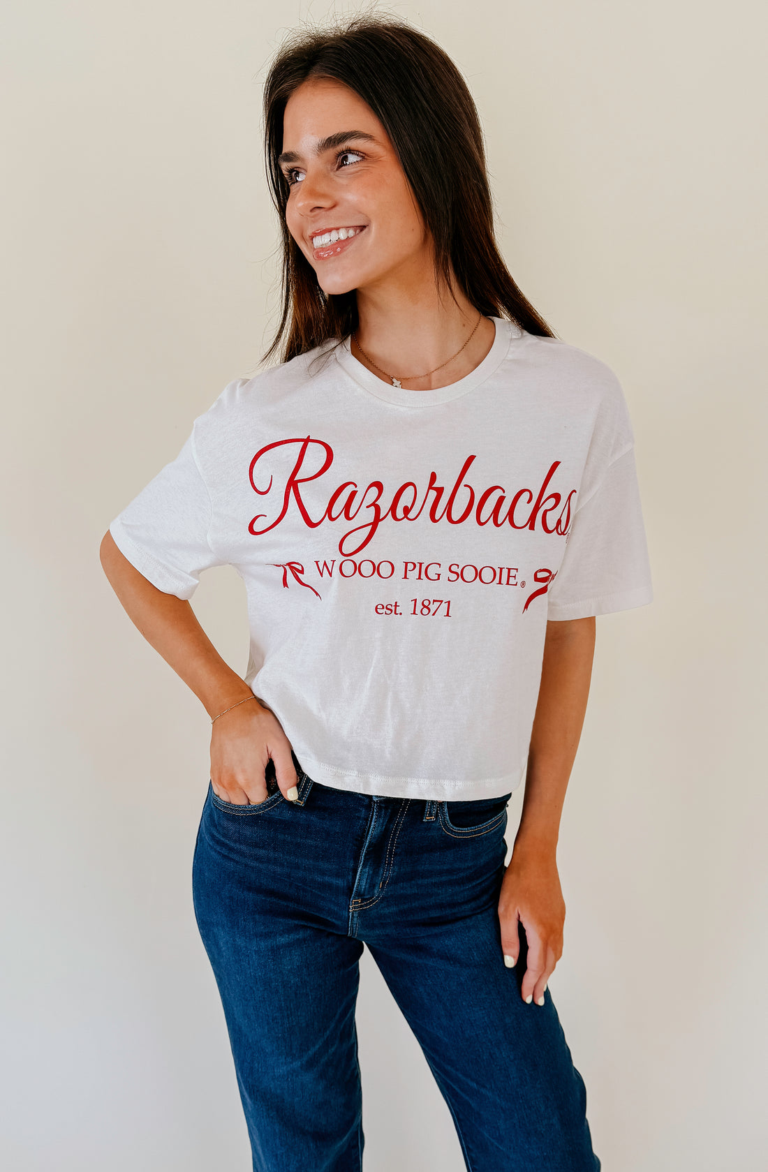 ARKANSAS BOW CROPPED TEE
