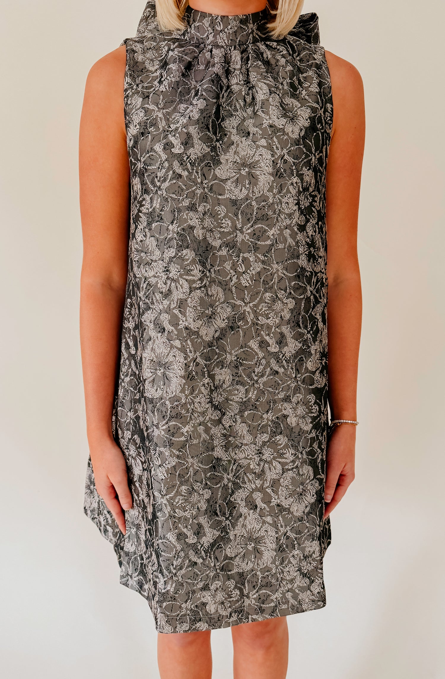 CLOCK STRIKES MIDNIGHT JACQUARD DRESS