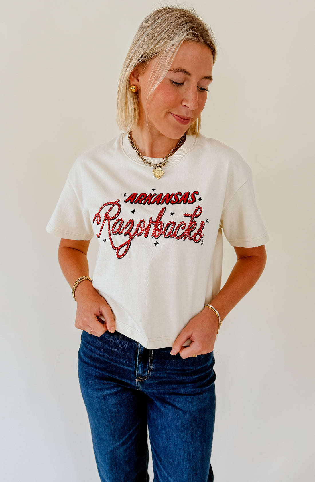 ARKANSAS LASSO CROPPED HEAVYWEIGHT TEE