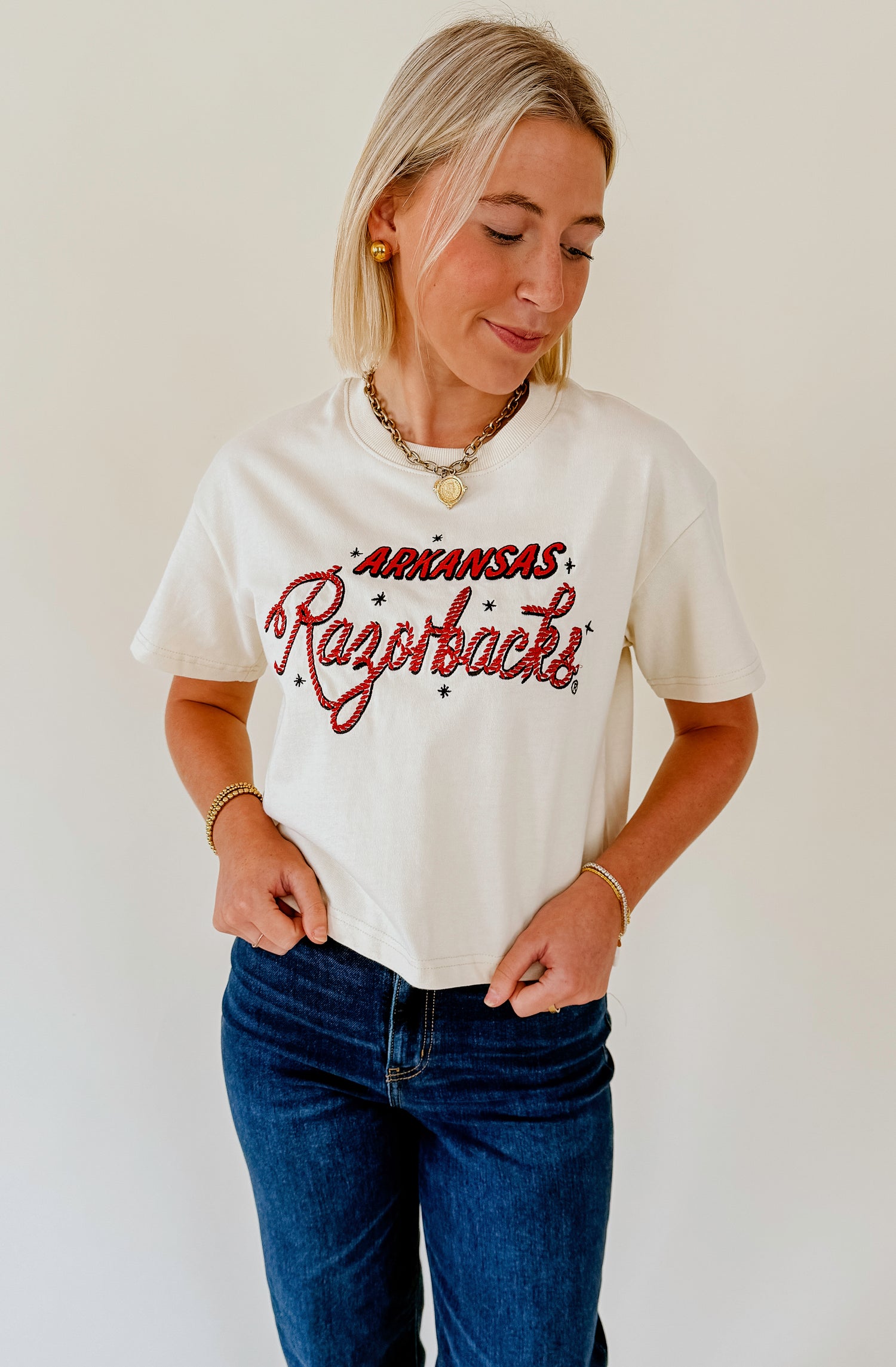 ARKANSAS LASSO CROPPED HEAVYWEIGHT TEE